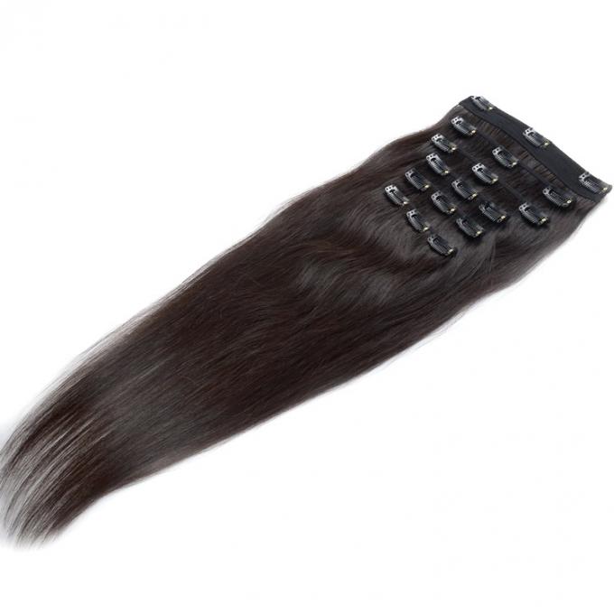 De natuurlijke Zwarte Klem van Kleurenremy in het Maagdelijke Haar van Haaruitbreidingen 100% met 6 Stukken